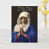 Heilige Maagd Maria Religieus Priester Verjaardags Kaart (Gele Bloem)