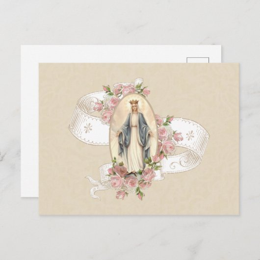 Heilige Maagd Maria Rozen Religieuzen Briefkaart (Voorkant / Achterkant)