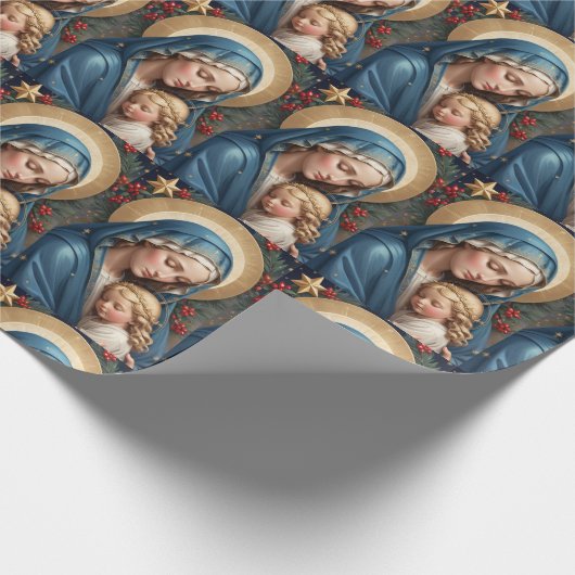 Heilige Maagd Maria Traditioneel Katholiek Cadeaupapier (Hoek)