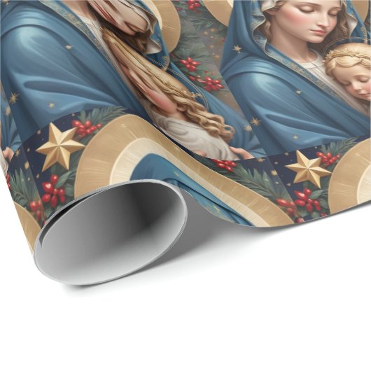 Heilige Maagd Maria Traditioneel Katholiek Cadeaupapier (Rol Hoek)