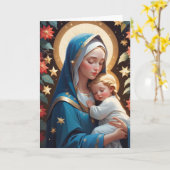 Heilige Maagd Maria Traditioneel Katholiek Kaart (Gele Bloem)