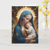 Heilige Maagd Maria Traditioneel Katholiek Kaart (Gele Bloem)