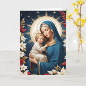 Heilige Maagd Maria Traditionele Katholieke Kerst Kaart (Gele Bloem)