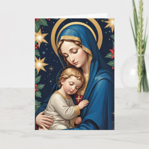 Heilige Maagd Maria Traditionele Katholieke Kerst Kaart