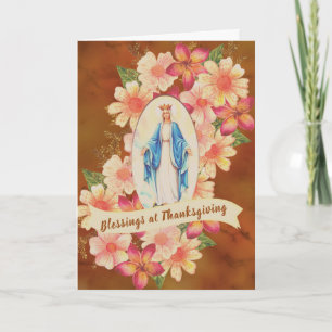 Heilige Maagdelijke Mary Catholic Thanksgiving Feestdagen Kaart