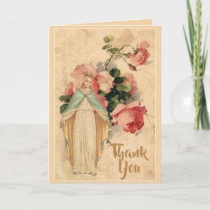 Heilige Maagdelijke Mary Floral Customizable Bedankkaart