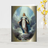 Heilige Maagdelijke Mary Let het Licht glanst op Kaart (Gele Bloem)