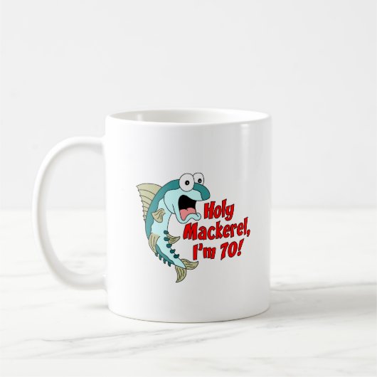 Heilige Mackerel Ik ben 70 Funny Gevist Mok (Links)