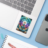 Heilige Mandala Spirituele kunst Sticker (Laptop met iPhone)