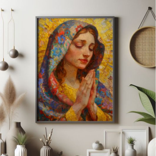 Heilige Maria Gebed Impressionisme Foto Afdruk