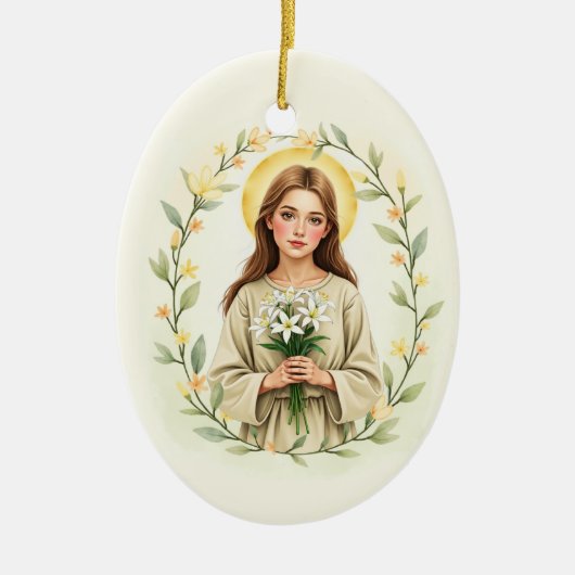 Heilige Maria Goretti, Gods Vrede en Zegeningen Keramisch Ornament (Voorkant)