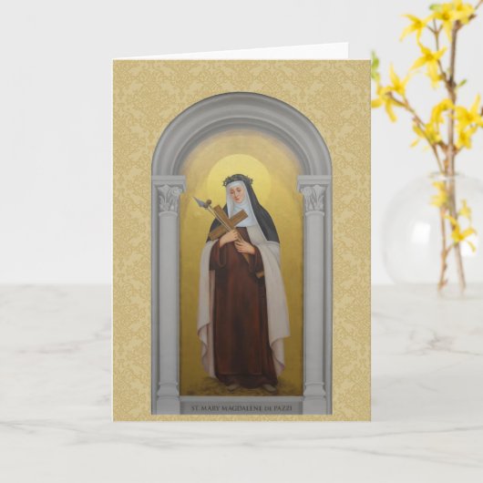 Heilige Maria Magdalena de Pazzi Karmelietenheilig Kaart (Gele Bloem)