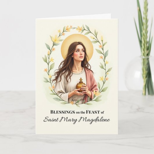 Heilige Maria Magdalena Feestdag Zegeningen Krans Kaart (Voorkant)