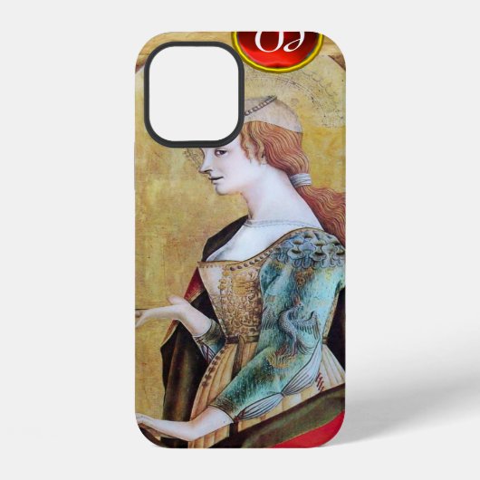 HEILIGE MARIA MAGDALENA Parchment Robijn Gem Monog iPhone Hoesje (Achterkant)