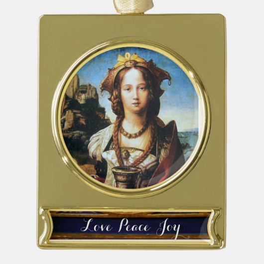 HEILIGE MARIA MAGDALENA VERGULD BANNER ORNAMENT (Voorkant)