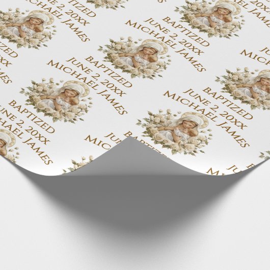 Heilige Maria met Kind Jezus Doop Cadeaupapier (Hoek)