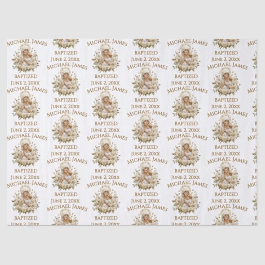 Heilige Maria met Kind Jezus Doop Tissuepapier (Voorkant)