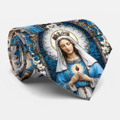 Heilige Maria met kroon en heilig hart Stropdas (Opgerold)