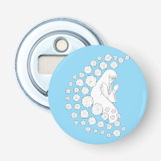 Heilige Maria met rozen - zwart en wit - Button Flesopener