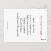 Heilige Maria van Egypte Gebed Kaart (Achterkant)