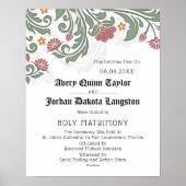 "Heilige Matrimonie" Floral Scroll Wedding Certifi Poster (Voorkant)