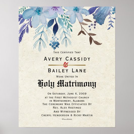 Heilige Matrimony Wedding Certificate Poster (Voorkant)
