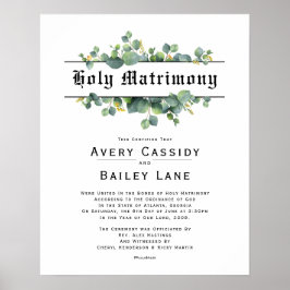 Heilige Matrimony Wedding Certificate Poster
