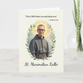 Heilige Maximiliaan Kolbe Gods Vrede en Zegeningen Kaart (Voorkant)