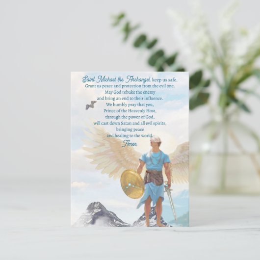 Heilige Michael Aartsengel Bescherming Modern Gebe Briefkaart (Staand voorkant)