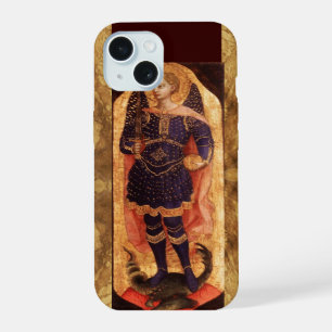 HEILIGE MICHAEL AARTSENGEL MET DRAAK OUD PERKAMENT iPhone 15 CASE