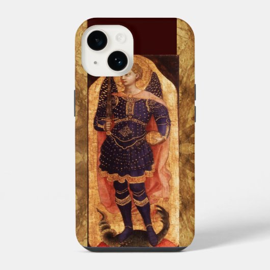 HEILIGE MICHAEL AARTSENGEL MET DRAAK OUD PERKAMENT iPhone HOESJE (Achterkant)