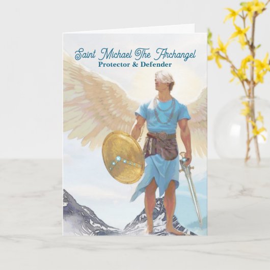 Heilige Michaël de Aartsengel Bescherming Groet Kaart (Gele Bloem)