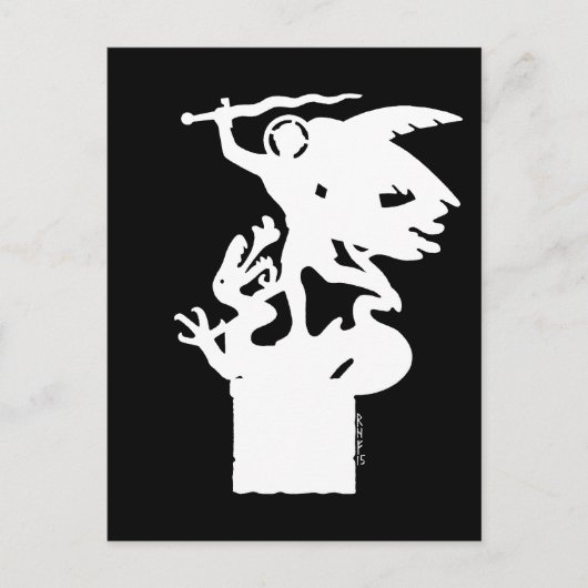 Heilige Michaël en draak (in het wit) Briefkaart (Voorkant)