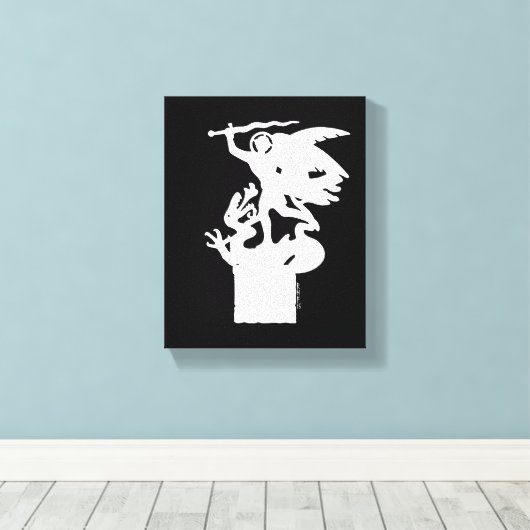 Heilige Michaël en draak (in het wit) Canvas Afdruk (Insitu (Houten vloer))