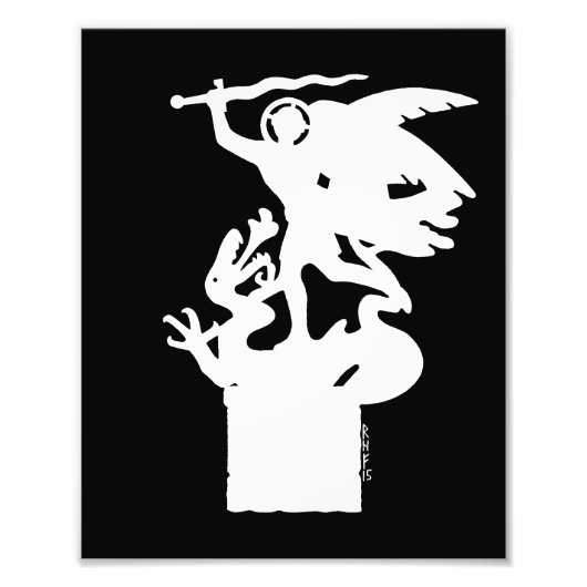 Heilige Michaël en draak (in het wit) Foto Afdruk (Voorkant)