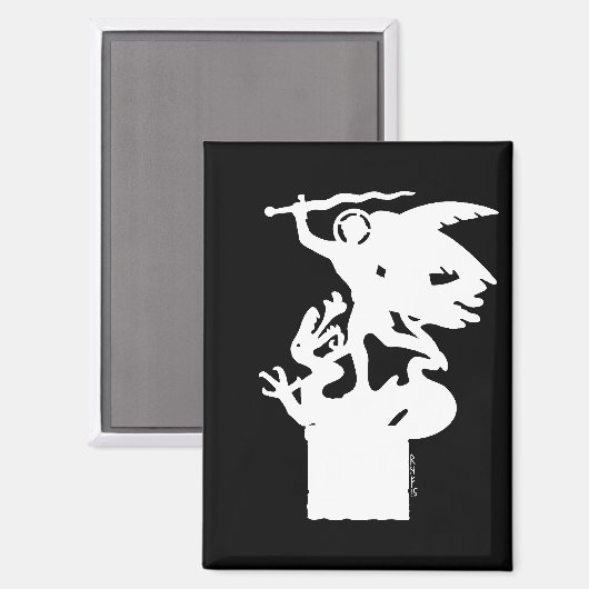 Heilige Michaël en draak (in het wit) Magneet (Voorkant / Achterkant)