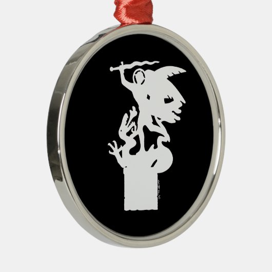 Heilige Michaël en draak (in het wit) Metalen Ornament (Rechts)