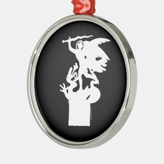 Heilige Michaël en draak (in het wit) Metalen Ornament (Links)