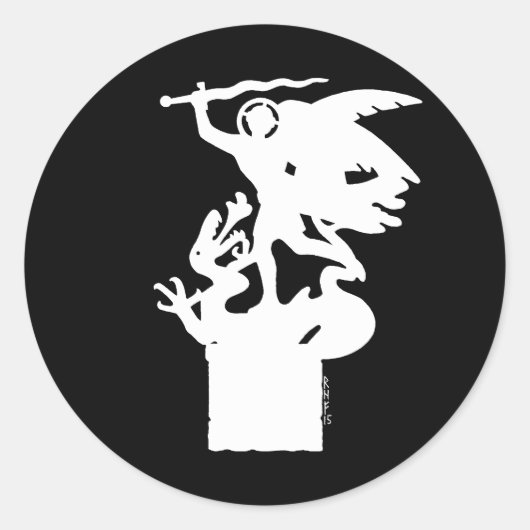 Heilige Michaël en draak (in het wit) Ronde Sticker (Voorkant)