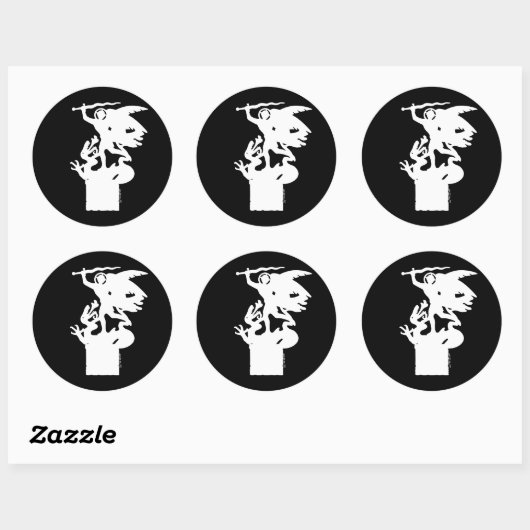 Heilige Michaël en draak (in het wit) Ronde Sticker (Vel)