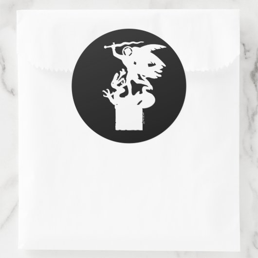 Heilige Michaël en draak (in het wit) Ronde Sticker (Tas)