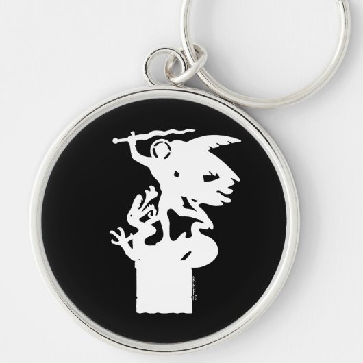 Heilige Michaël en draak (in het wit) Sleutelhanger (Voorkant)