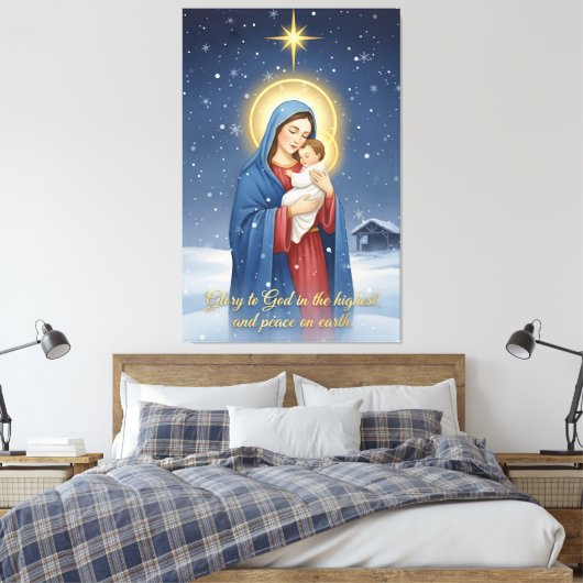 Heilige Moeder & Baby Jezus Canvasprint Canvas Afdruk (Insitu (Slaapkamer))