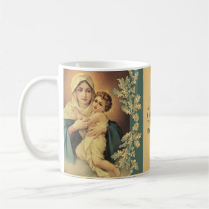 Heilige Moeder die het Kind Jesus Prayer houden Koffiemok