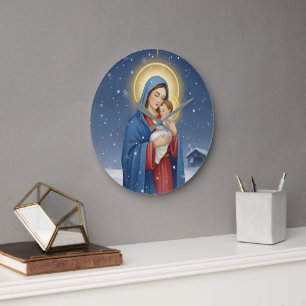Heilige Moeder Maria en Baby Jezus Wandklok