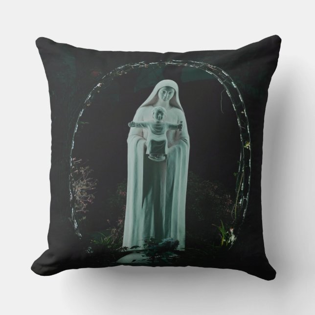 Heilige Moeder Mary en Baby Jesus Christelijk Kussen (Voorkant)