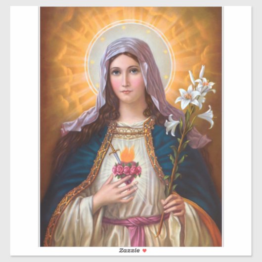 Heilige Moeder Mary Immaculate hart, St Mary, kath Sticker (Vel)