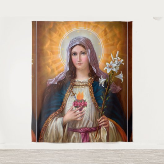 Heilige Moeder Mary Immaculate hart, St Mary, kath Wandkleed (Voorkant)
