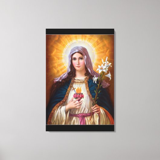 Heilige moeder Mary Immaculate Heart, katholieke g Canvas Afdruk (Voorkant)