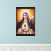 Heilige moeder Mary Immaculate Heart, katholieke g Canvas Afdruk (Insitu (Houten vloer))
